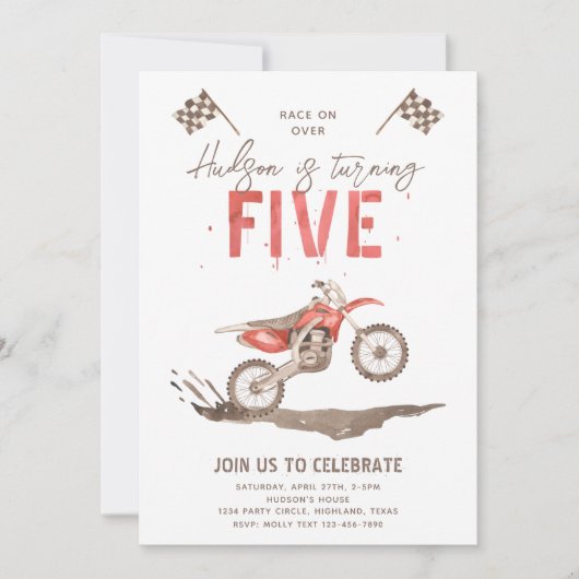 Invitation pour le 5e anniversaire trop rapide | B (Devant)