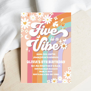 Invitation pour le 5ème anniversaire Retro Rainbow