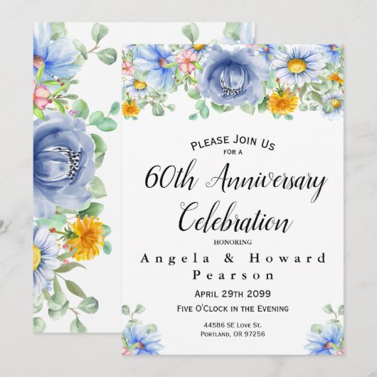 Invitation pour le 60e anniversaire de mariage ave (Devant / Derrière)