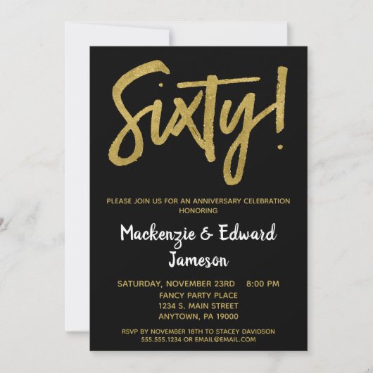 Invitation pour le 60e anniversaire de mariage Bla (Devant)