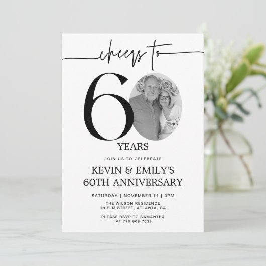 Invitation pour le 60e anniversaire Simple Photo (Debout devant)