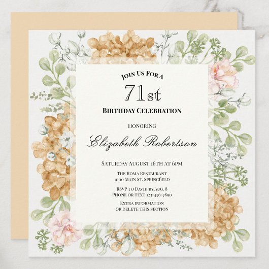 Invitation pour le 71e anniversaire dans des coule