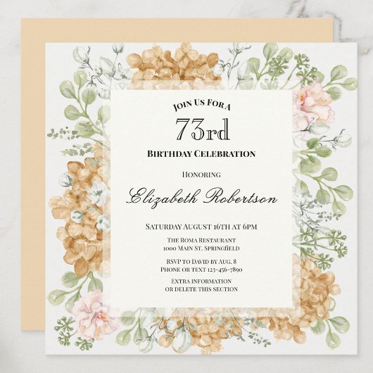 Invitation pour le 73e anniversaire dans des coule