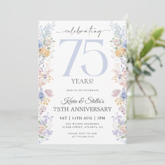 Invitation pour le 75e anniversaire avec photo flo (Debout devant)