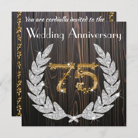 Invitation pour le 75e anniversaire de mariage Dia (Devant / Derrière)