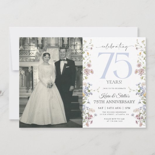 Invitation pour le 75e anniversaire de Wildflowers (Devant)