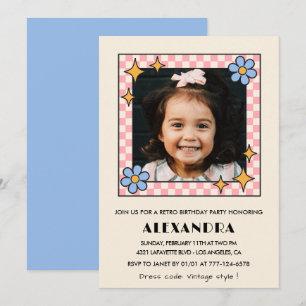 Invitation pour le 7ème anniversaire Retro Groovy