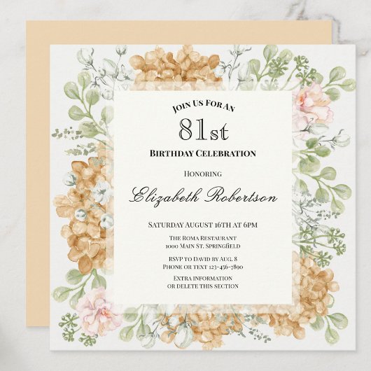 Invitation pour le 81e anniversaire dans des coule