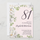 Invitation pour le 81e anniversaire Fleurs roses p (Devant)