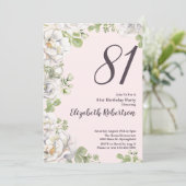 Invitation pour le 81e anniversaire Fleurs roses p (Debout devant)