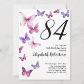 Invitation pour le 84e anniversaire avec papillon  (Devant)
