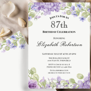 Invitation pour le 87e anniversaire Élégante Fleur