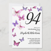 Invitation pour le 94e anniversaire avec papillon (Devant)