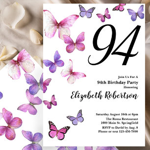 Invitation pour le 94e anniversaire avec papillon