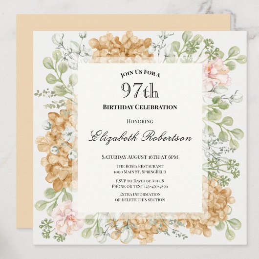 Invitation pour le 97e anniversaire dans des coule