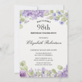 Invitation pour le 98e anniversaire Élégante Fleur (Devant)