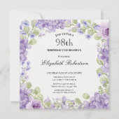 Invitation pour le 98e anniversaire Élégante Fleur (Devant)