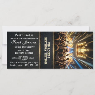 Invitation pour le billet VIP d'anniversaire 18 an