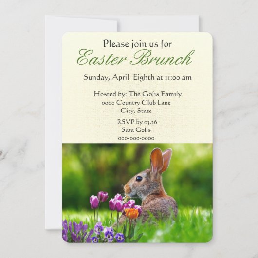 Invitation pour le brunch de Pâques avec le lapin (Devant)