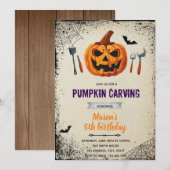 Invitation pour le découpage de citrouille d'Hallo (Devant / Derrière)