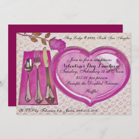 Invitation pour le déjeuner de la Saint-Valentin (Devant / Derrière)