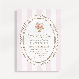 Invitation pour le deuxième anniversaire avec thé