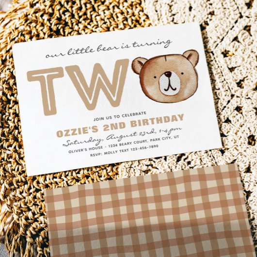 Invitation pour le deuxième anniversaire de l'ours