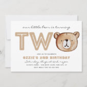Invitation pour le deuxième anniversaire de l'ours (Devant)