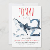 Invitation pour le deuxième anniversaire de requin (Devant)
