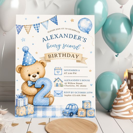 Invitation pour le deuxième anniversaire de Teddy