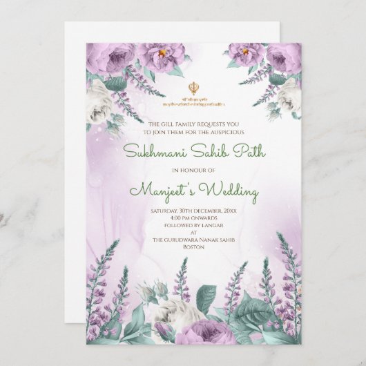 Invitation pour le Digital Sukhmani Path et invita (Devant / Derrière)