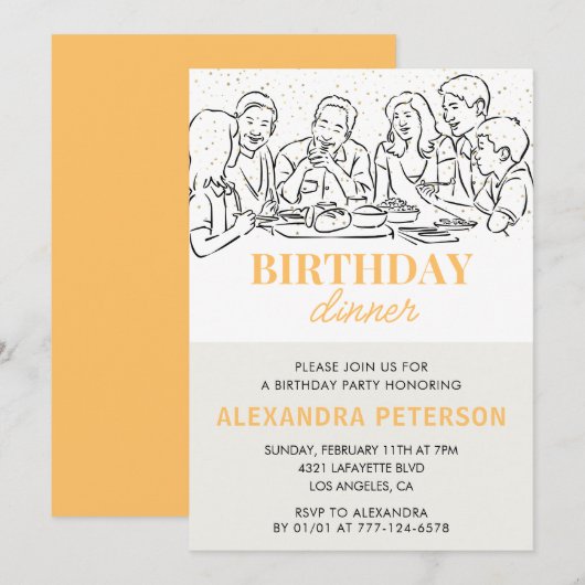 Invitation pour le dîner d'anniversaire en or 66e (Devant / Derrière)