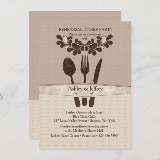 Invitation pour le dîner de M. et Mme Utensils (Devant / Derrière)