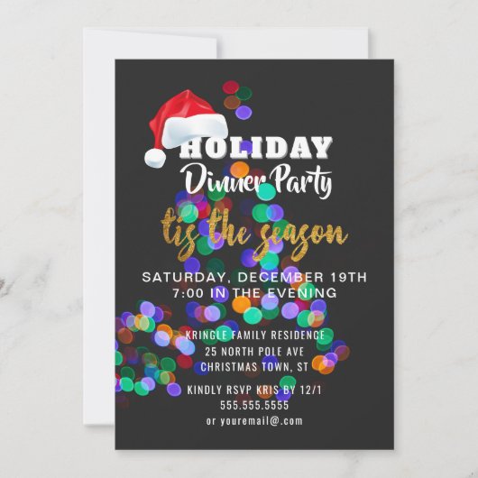 Invitation pour le dîner de Noël Tree Lights (Devant)