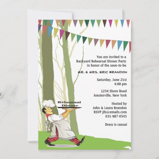 Invitation pour le dîner de répétition en plein ai (Devant)