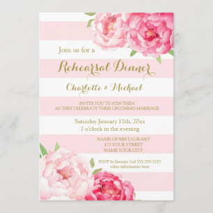 Invitation pour le dîner de répétition rose