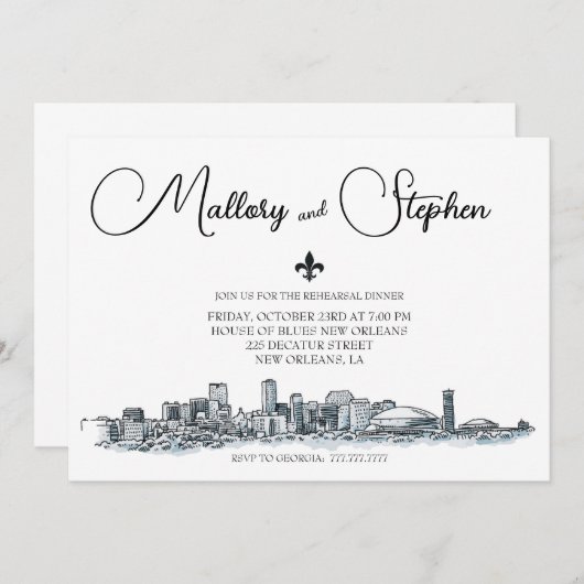 Invitation pour le dîner de répétition Skyline de (Devant / Derrière)