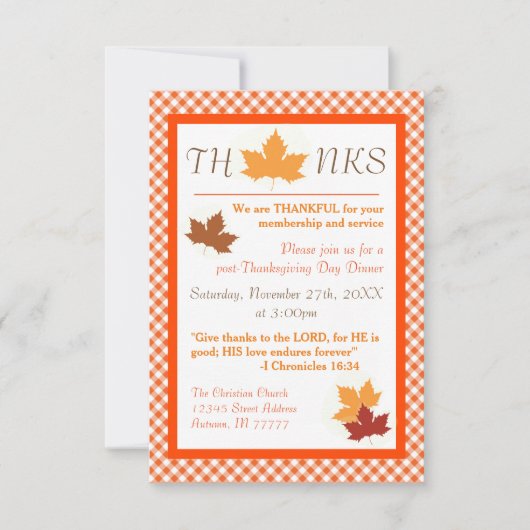 Invitation pour le dîner de Thanksgiving 3x5 - Feu (Devant)