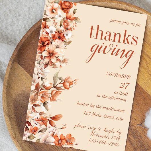 Invitation pour le dîner de Thanksgiving à la Fleu