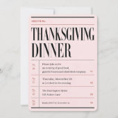 Invitation pour le dîner de Thanksgiving aux archi (Devant)