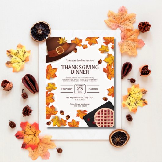 Invitation pour le dîner de Thanksgiving d'automne