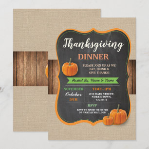 Invitation pour le dîner de Thanksgiving en bois r