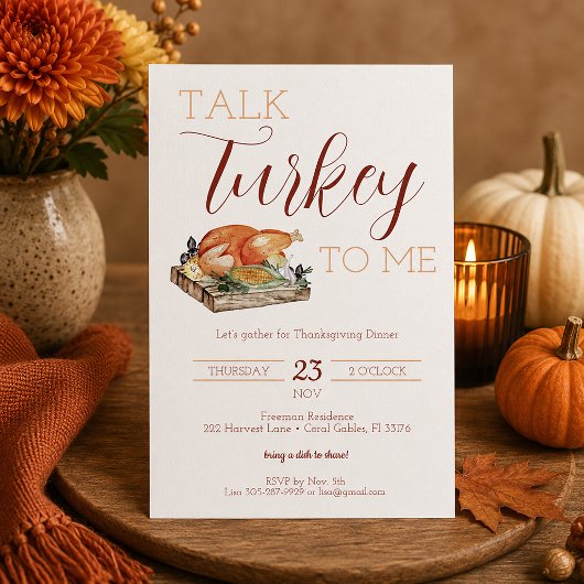 Invitation pour le dîner de Thanksgiving Rustic Ta