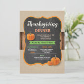 Invitation pour le dîner de Thanksgiving sur bois (Debout devant)