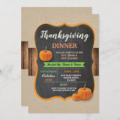 Invitation pour le dîner de Thanksgiving sur bois (Devant / Derrière)