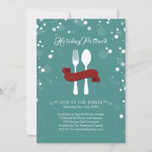 Invitation pour le dîner de vacances Potluck (Devant)