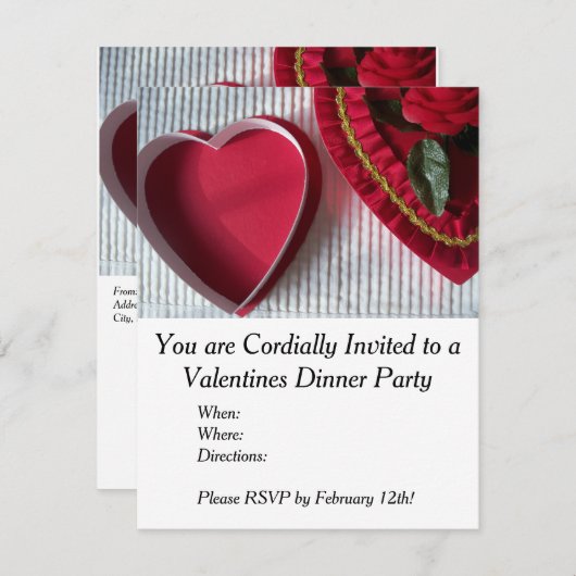 Invitation pour le dîner Valentines (Devant / Derrière)