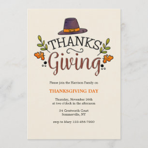 Invitation pour le jour de Thanksgiving