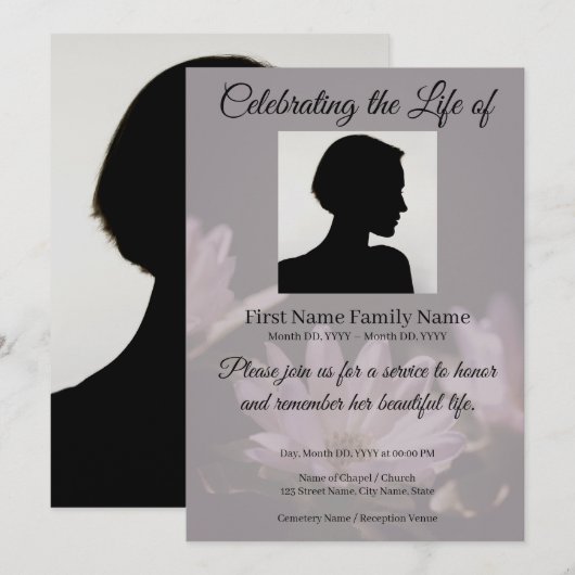 Invitation pour le mémorial Windflower (Devant / Derrière)
