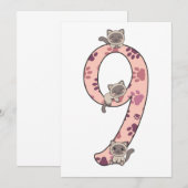 Invitation pour le neuvième anniversaire du chat s (Devant / Derrière)